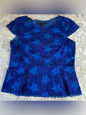 Marc by Marc Jacobs Royal Blue Star Appliqué Peplum Top